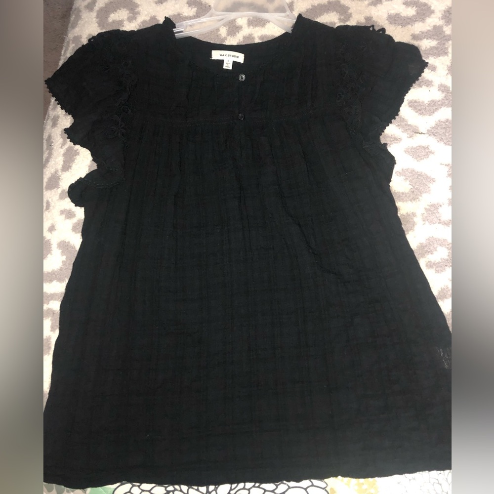 Max Studio Flutter Sleeve Top - Picture 3 of 3